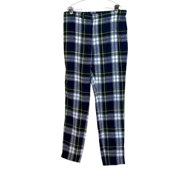 Polo Ralph Lauren Men's Plaid Linen Pant Green Navy Size 38" W x 34" L NWT - Picture 1 of 8